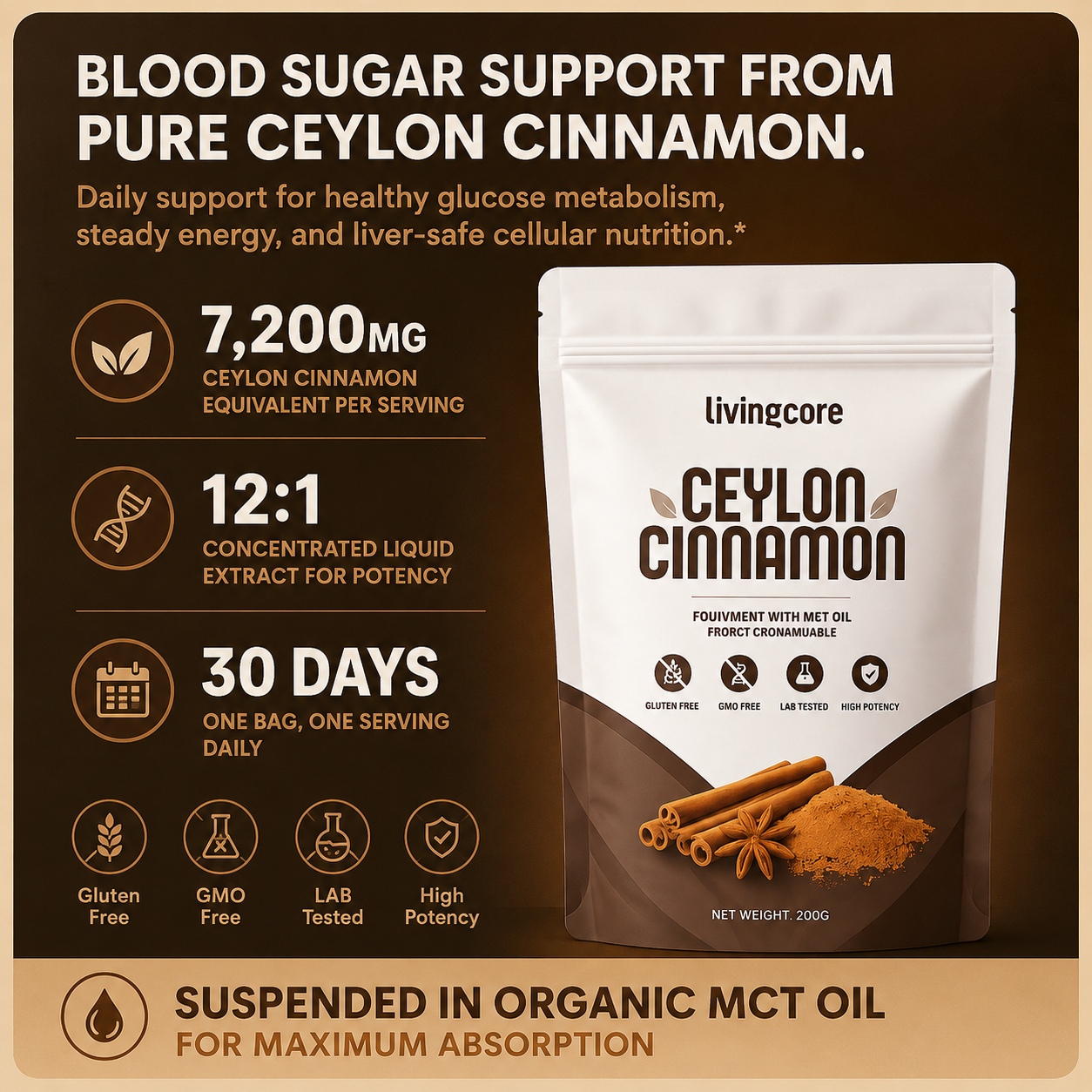2. LivingCore Organic Ceylon Cinnamon Powder