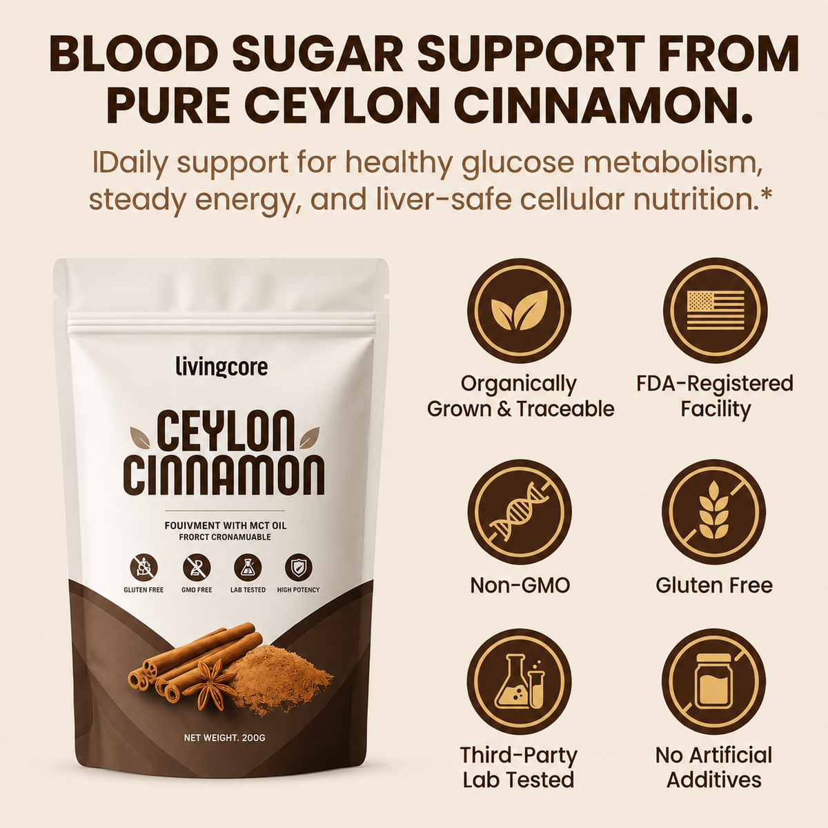 2. LivingCore Organic Ceylon Cinnamon Powder