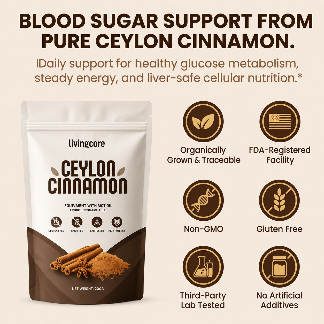 2. LivingCore Organic Ceylon Cinnamon Powder